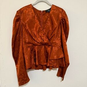 Lulu's Orange Floral Blouse